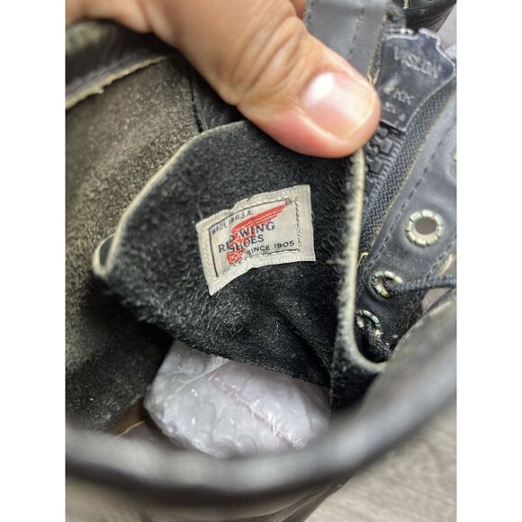 RED WING 4473 Vintage USA BLACK LEATHER ENGINEER MILITARY BOOTS 8D US STEEL TOE main image 13